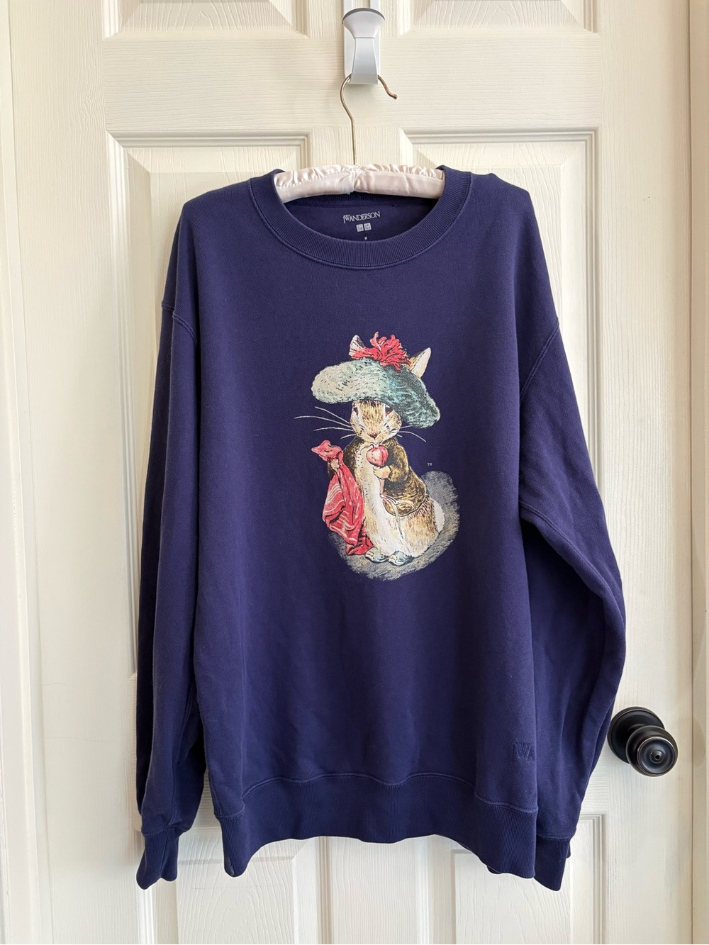 Uniqlo JW Anderson Navy Crewneck Sweater with Peter Rabbit Graphic